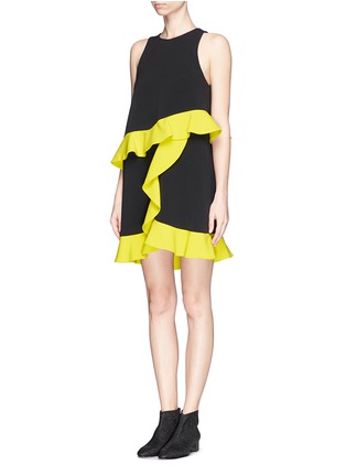 Figure View - Click To Enlarge - MSGM - Colourblock ruffle crepe dress