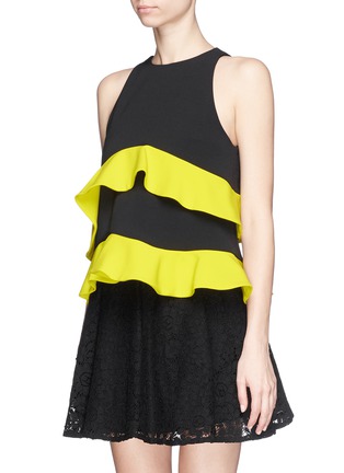 Front View - Click To Enlarge - MSGM - Colourblock ruffle crepe vest