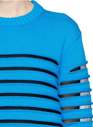 Detail View - Click To Enlarge - ALEXANDER WANG - Sheer mesh stripe sweater