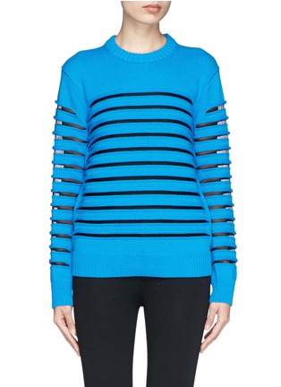 Main View - Click To Enlarge - ALEXANDER WANG - Sheer mesh stripe sweater