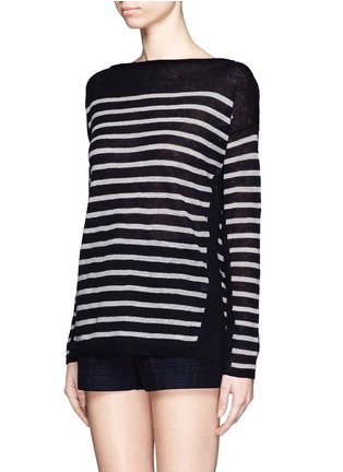 Front View - Click To Enlarge - VINCE - Stripe linen knit top