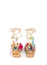 Back View - Click To Enlarge - MABU BY MARIA BK - 'Misty' pompom embroidered lace-up sandals