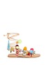 Main View - Click To Enlarge - MABU BY MARIA BK - 'Misty' pompom embroidered lace-up sandals