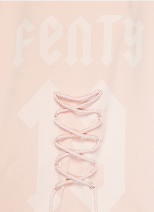 Detail View - Click To Enlarge - FENTY PUMA BY RIHANNA - Lace-up logo print oversized fleece hoodie
