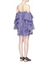 Back View - Click To Enlarge - CAROLINE CONSTAS - 'Carmen' stripe poplin off-shoulder bustier dress