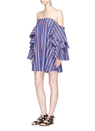 Figure View - Click To Enlarge - CAROLINE CONSTAS - 'Carmen' stripe poplin off-shoulder bustier dress