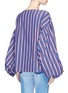 Back View - Click To Enlarge - CAROLINE CONSTAS - 'Olympia' stripe puff sleeve lace-up blouse