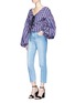 Figure View - Click To Enlarge - CAROLINE CONSTAS - 'Olympia' stripe puff sleeve lace-up blouse