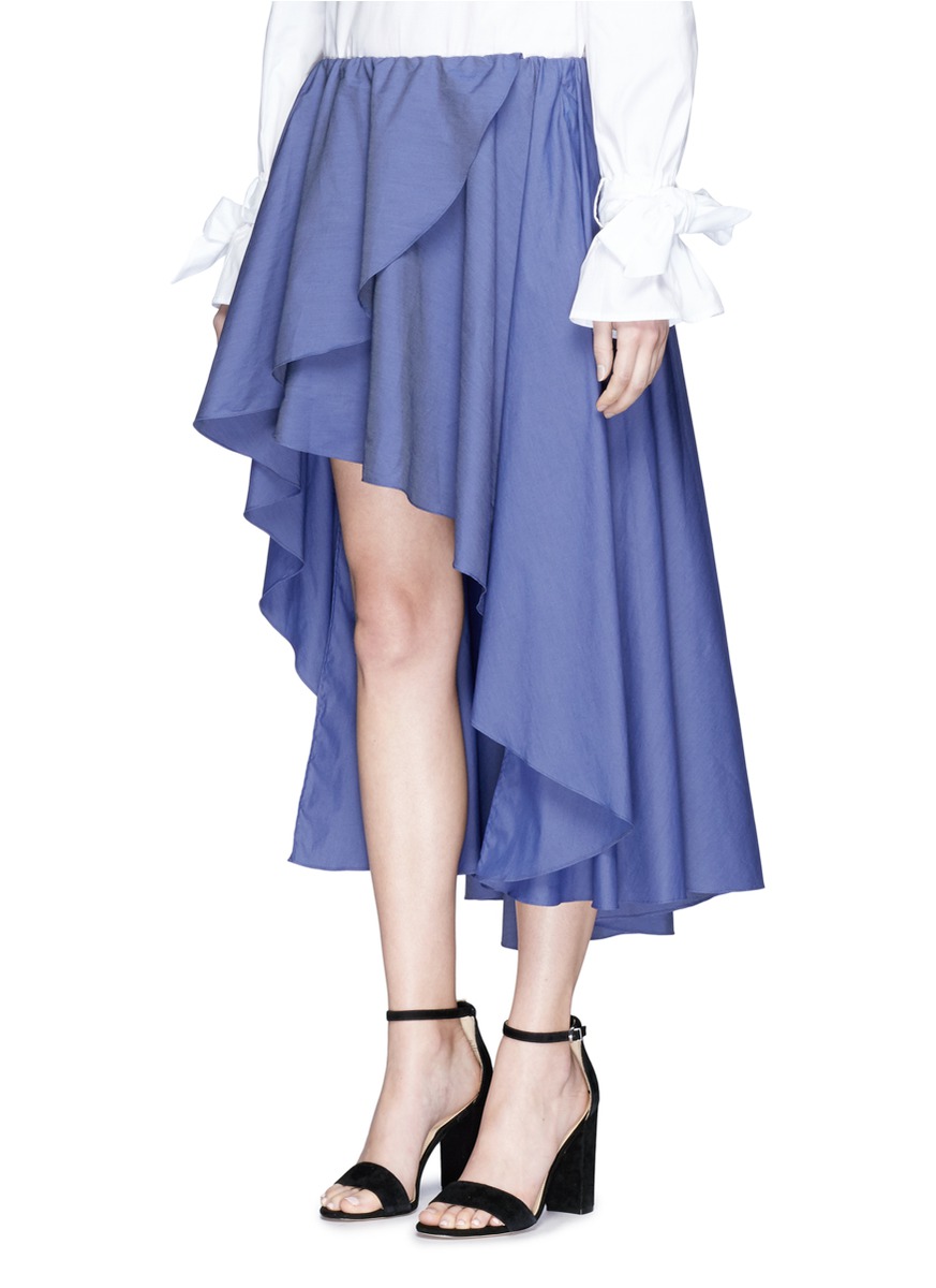 CAROLINE CONSTAS 'Adelle' Layered High-Low Flared Skirt | ModeSens