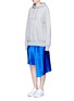 Figure View - Click To Enlarge - PUBLIC SCHOOL - 'Kaleb' colourblock asymmetric pleated satin skirt