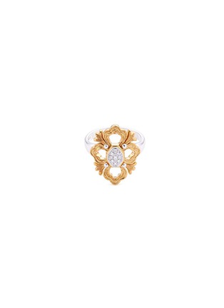 Main View - Click To Enlarge - BUCCELLATI - 'Opera' diamond 18k white and yellow gold floral ring