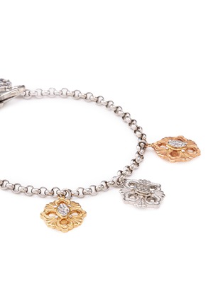 Detail View - Click To Enlarge - BUCCELLATI - 'Opera' diamond 18k gold floral charm bracelet