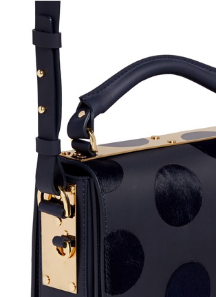 Detail View - Click To Enlarge - SOPHIE HULME - 'Finsbury' flocked polka dot calfhair leather shoulder bag