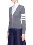 Front View - Click To Enlarge - THOM BROWNE  - STRIPE SLEEVE CASHMERE CARDIGAN