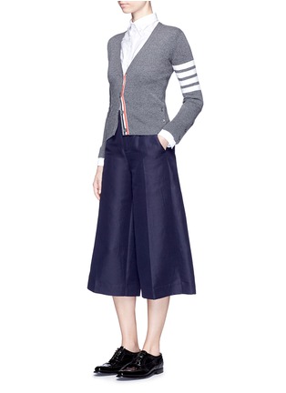 Figure View - Click To Enlarge - THOM BROWNE  - STRIPE SLEEVE CASHMERE CARDIGAN