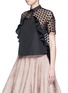 Front View - Click To Enlarge - GIAMBA - Star embroidery mesh back ruffle shirt