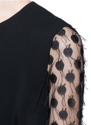 Detail View - Click To Enlarge - GIAMBA - Frayed polka dot tulle bow waist dress
