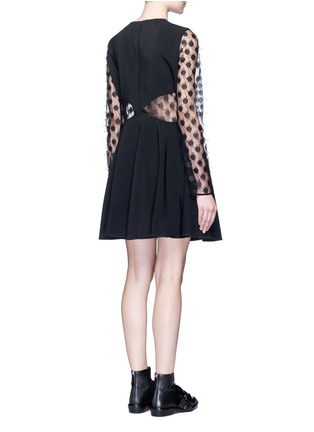 Back View - Click To Enlarge - GIAMBA - Frayed polka dot tulle bow waist dress