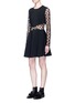 Figure View - Click To Enlarge - GIAMBA - Frayed polka dot tulle bow waist dress