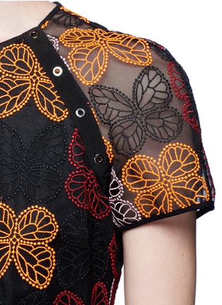 Detail View - Click To Enlarge - GIAMBA - Butterfly and diamond embroidered eyelet tulle dress