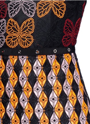 Detail View - Click To Enlarge - GIAMBA - Butterfly and diamond embroidered eyelet tulle dress