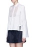 Front View - Click To Enlarge - GIAMBA - Velvet polka dot sheer insert cotton shirt