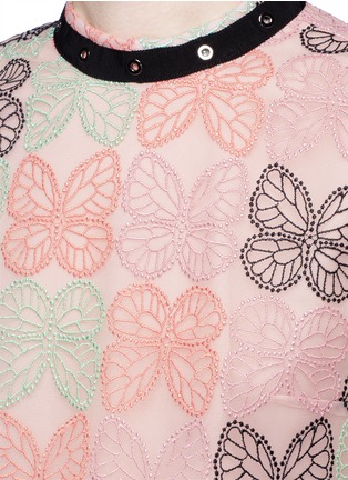 Detail View - Click To Enlarge - GIAMBA - Butterfly embroidered eyelet trim tulle dress