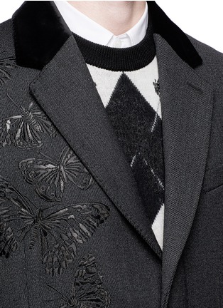 Detail View - Click To Enlarge - ALEXANDER MCQUEEN - Butterfly embroidered wool twill coat