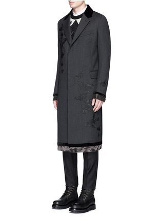 Front View - Click To Enlarge - ALEXANDER MCQUEEN - Butterfly embroidered wool twill coat