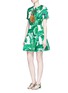 Figure View - Click To Enlarge - - - Pineapple embellished banana leaf print brocade dress