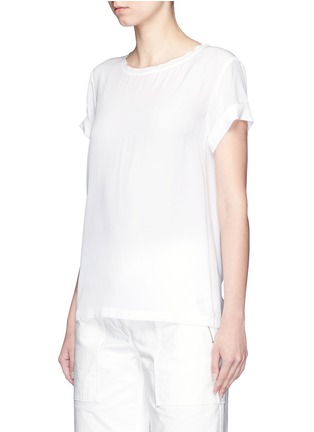 Front View - Click To Enlarge - THEORY - 'Bakeeve' fold cuff silk georgette T-shirt