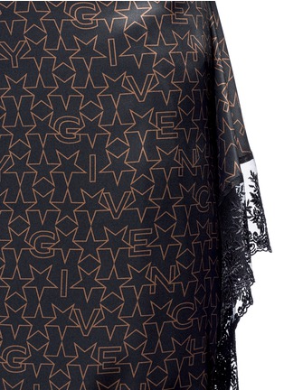 Detail View - Click To Enlarge - GIVENCHY - Floral embroidered trim star print silk skirt