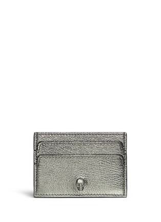 Main View - Click To Enlarge - ALEXANDER MCQUEEN - Skull metallic grainy leather card holder