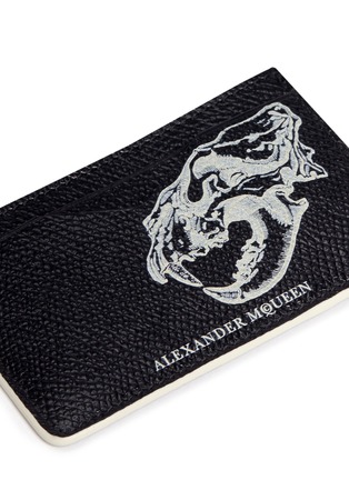 Detail View - Click To Enlarge - ALEXANDER MCQUEEN - Lion skull print leather card holder