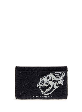 Main View - Click To Enlarge - ALEXANDER MCQUEEN - Lion skull print leather card holder