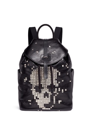 Main View - Click To Enlarge - ALEXANDER MCQUEEN - Pixel skull stud leather backpack