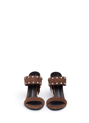 Front View - Click To Enlarge - 73426 - 'Taline' stud suede wedge sandals
