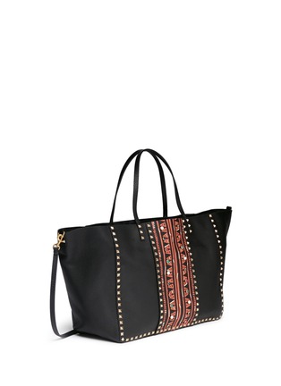 Figure View - Click To Enlarge - VALENTINO GARAVANI - 'Rockstud Rolling' large tribal print leather tote