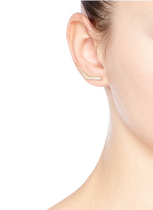 Figure View - Click To Enlarge - MICHELLE CAMPBELL - Tab' diamond pavé 14k gold climber earrings