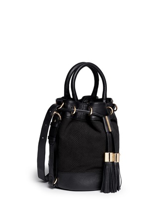 Front View - Click To Enlarge - SEE BY CHLOÉ - 'Vicki' small python embossed leather bucket bag