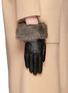 Figure View - Click To Enlarge - GEORGES MORAND - Rabbit fur lamb leather gloves