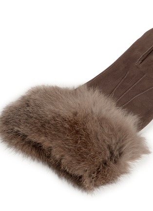 Detail View - Click To Enlarge - GEORGES MORAND - Rabbit fur cuff suede gloves