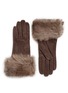 Main View - Click To Enlarge - GEORGES MORAND - Rabbit fur cuff suede gloves