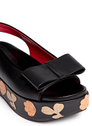 Detail View - Click To Enlarge - MARNI - Floral embellishment leather wedge platform sandals