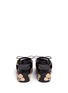 Back View - Click To Enlarge - MARNI - Floral embellishment leather wedge platform sandals