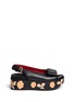 Main View - Click To Enlarge - MARNI - Floral embellishment leather wedge platform sandals