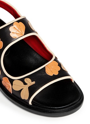 Detail View - Click To Enlarge - MARNI - Floral embellishment leather slingback sandals