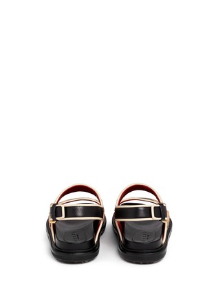 Back View - Click To Enlarge - MARNI - Floral embellishment leather slingback sandals