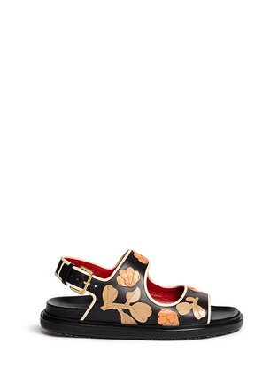 Main View - Click To Enlarge - MARNI - Floral embellishment leather slingback sandals