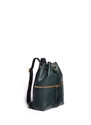 Front View - Click To Enlarge - MARNI - 'Zaino' mini leather drawstring zip backpack